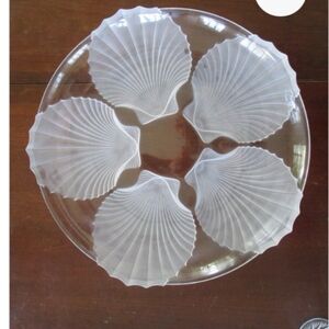 Mikasa Seashell Frosted Glass Platter Horderves Serving Plate Party Wedding